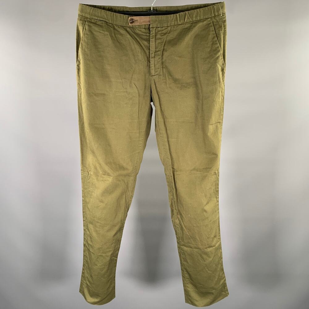 MAISON MARGIELA Size 36 Green Olive Twill Cotton Linen Straight Casual Pants